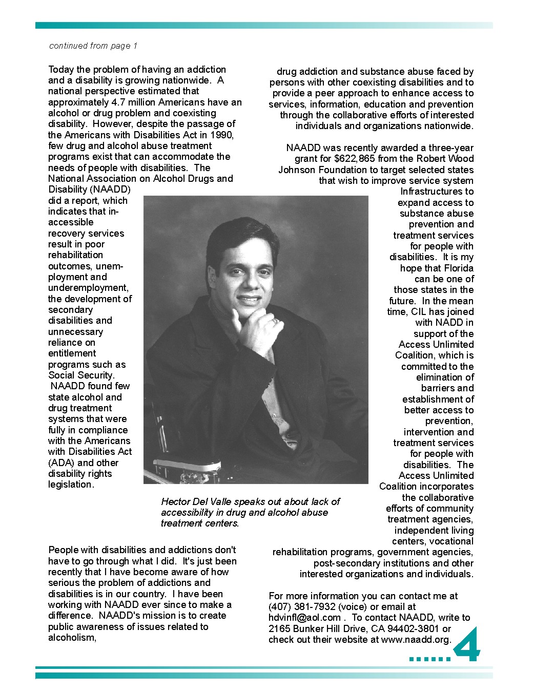 A photocopy of an article written by Hector Del Valle. An old image of Hector is surrounded by the text of the article he wrote. 
