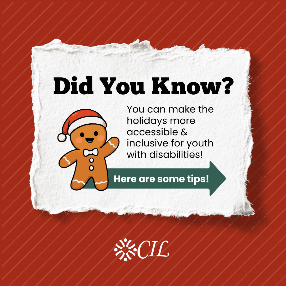 Inclusive holiday tips with gingerbread character
